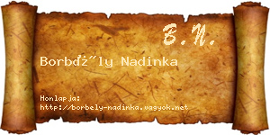 Borbély Nadinka névjegykártya
